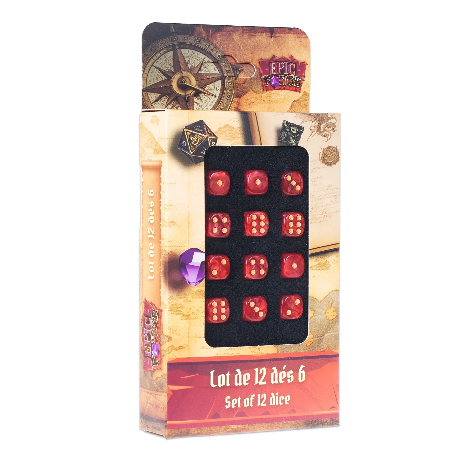 EPIC FORGE 12 dados de bolsillo - D6 12mm - Rojo