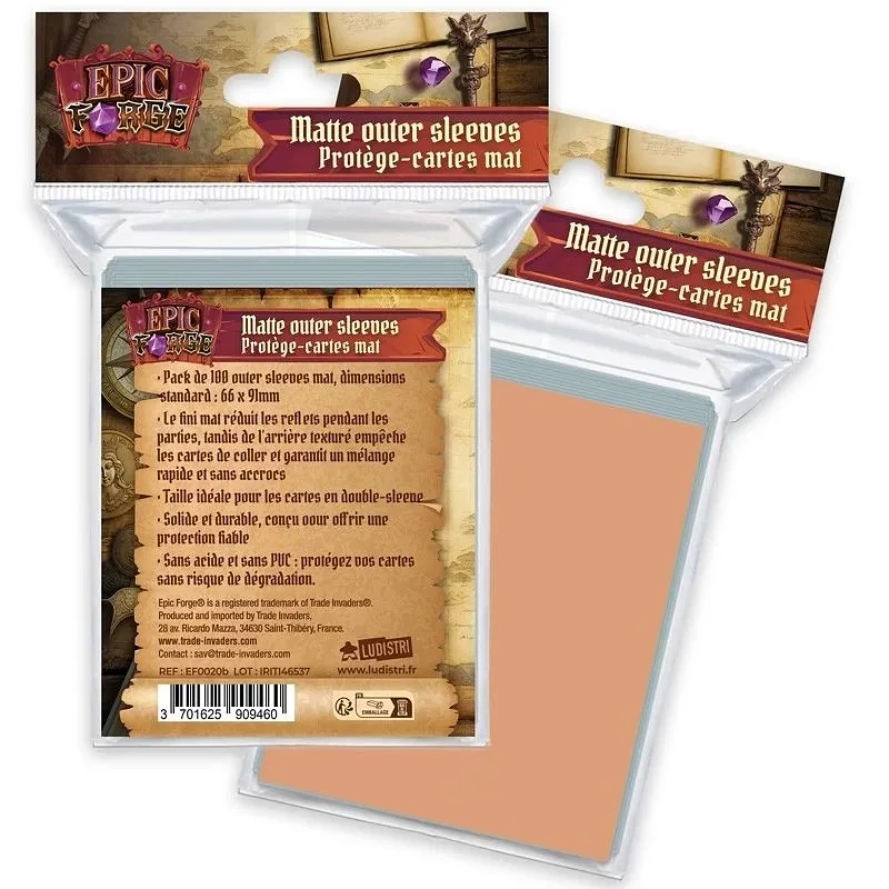 EPIC FORGE Outer sleeves Mat (66*91 mm) x100 (100 microns) - LIGHT ORANGE