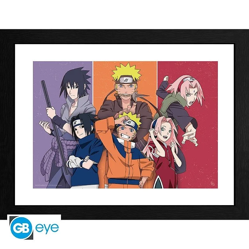 ABYSTYLE NARUTO SHIPPUDEN - Framed Poster: "Adults and children" (30x40)