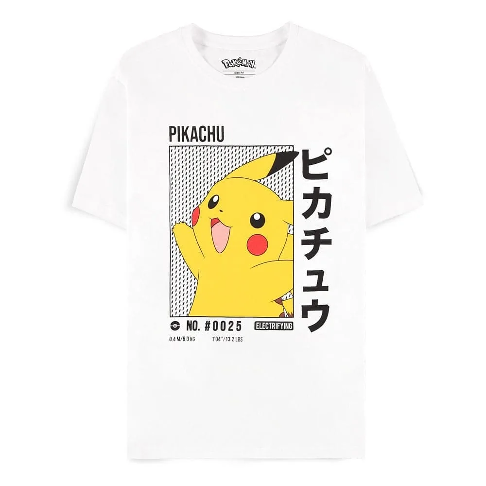 DIFUZED Pokémon - Blanco Pikachu Camiseta manga corta para hombre S