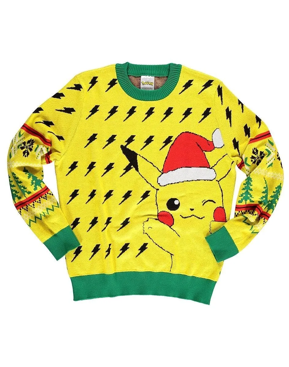 DIFUZED POKEMON - SUDADERA UNISEX NAVIDEÑA PIKACHU (L)