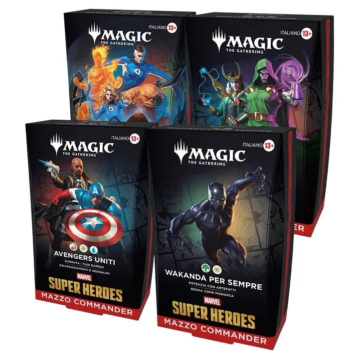 Magic: The Gathering - Marvel Super Heroes Commander Decks Display (4 Mazos) - ITA