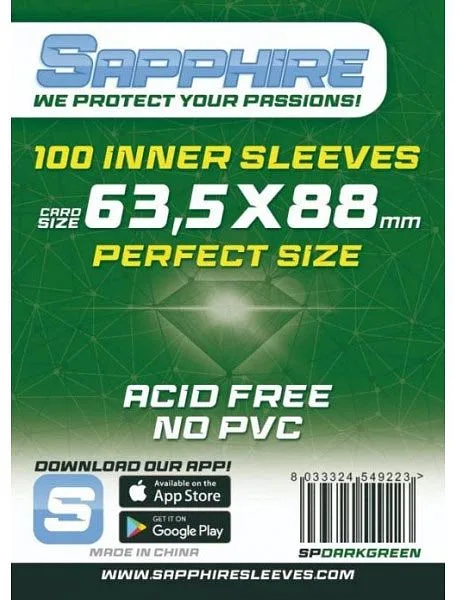 SAPPHIRE Fundas 63.5x88mm Perfect Green 100pz