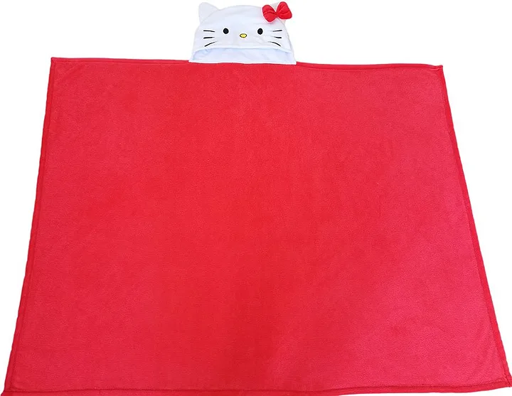 Pile Blanket with Hood Hello Kitty Red Bow