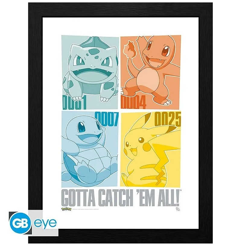 ABYSTYLE POKEMON - Poster enmarcado: "Pikachu & Starters de Kanto" (30x40)