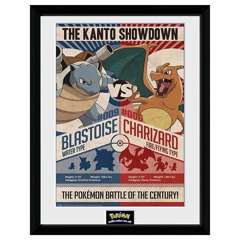 ABYSTYLE POKEMON - Framed Poster: "Red V Blue" (30x40)