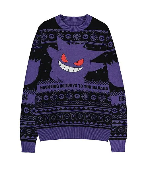 Pokemon Christmas Sweater Gengar Haunting Holidays XS
